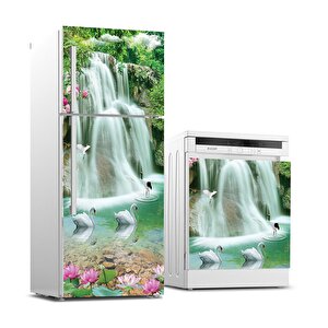 Buzdolabı Ve Bulaşık Makinası Beyaz Eşya Sticker Kaplama Şelale Manzara