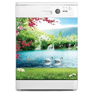 Bulaşık Makinesi Sticker Kaplama Beyaz Eşya Kaplama Şelale Çiçek