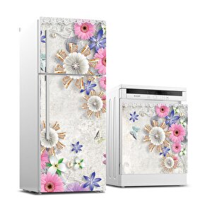 Buzdolabı Ve Bulaşık Makinası Beyaz Eşya Sticker Kaplama 3d Papatya