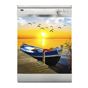 Bulaşık Makinesi Sticker Kaplama Beyaz Eşya Kaplama Tekne Gün Batımı