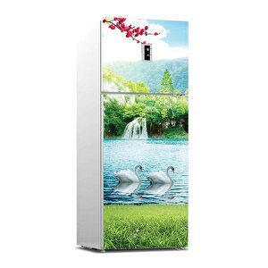 Buzdolabı Sticker Kaplama Dolap Kaplama Etiketi Şelale Kuğu