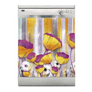 Bulaşık Makinesi Sticker Kaplama Beyaz Eşya Kaplama 3d Golden Flowers