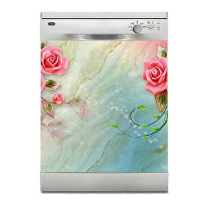 Bulaşık Makinesi Sticker Kaplama Beyaz Eşya Kaplama Mermer Güller