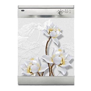 Bulaşık Makinesi Sticker Kaplama Beyaz Eşya Kaplama 3d Çiçek Dekor