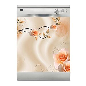 Bulaşık Makinesi Sticker Kaplama Beyaz Eşya Kaplama Pembe Gül