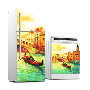Buzdolabı Ve Bulaşık Makinası Beyaz Eşya Sticker Kaplama Venedik Yağlıboya