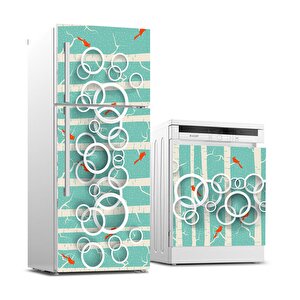 Buzdolabı Ve Bulaşık Makinası Beyaz Eşya Sticker Kaplama Daire Kuşlar