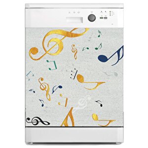 Bulaşık Makinesi Sticker Kaplama Beyaz Eşya Kaplama Renkli Notalar