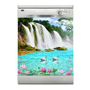 Bulaşık Makinesi Sticker Kaplama Beyaz Eşya Kaplama Doğa Ve Şelale