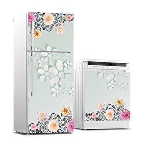 Buzdolabı Ve Bulaşık Makinası Beyaz Eşya Sticker Kaplama 3d Flowers
