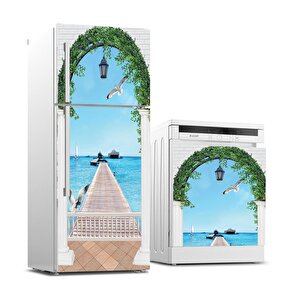 Buzdolabı Ve Bulaşık Makinası Beyaz Eşya Sticker Kaplama Deniz Kuş