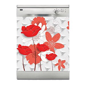 Bulaşık Makinesi Sticker Kaplama Beyaz Eşya Kaplama 3d Dekor Çiçek