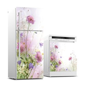 Buzdolabı Ve Bulaşık Makinası Beyaz Eşya Sticker Kaplama Pastel Çiçek
