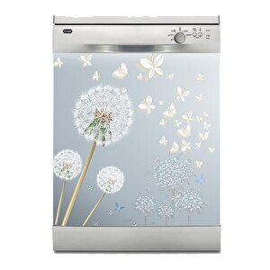 Bulaşık Makinesi Sticker Kaplama Beyaz Eşya Kaplama Tüy Çiçekler