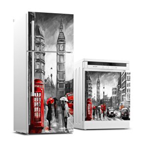 Buzdolabı Ve Bulaşık Makinası Beyaz Eşya Sticker Kaplama Londra Yağlıboya
