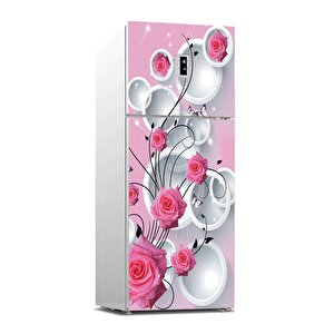 Buzdolabı Sticker Kaplama Dolap Kaplama Etiketi 3d Pembe Gül