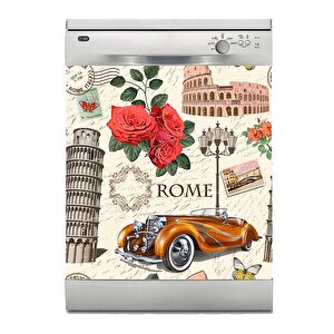 Bulaşık Makinesi Sticker Kaplama Beyaz Eşya Kaplama Rome Postcard