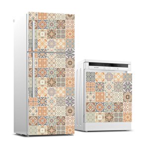 Buzdolabı Ve Bulaşık Makinası Beyaz Eşya Sticker Kaplama Renkli Fayans Desen