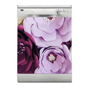 Bulaşık Makinesi Sticker Kaplama Beyaz Eşya Kaplama Pembe Güller