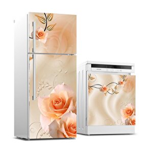 Buzdolabı Ve Bulaşık Makinası Beyaz Eşya Sticker Kaplama Pembe Gül