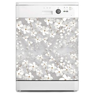 Bulaşık Makinesi Sticker Kaplama Beyaz Eşya Kaplama 3d Beyaz Yaprak