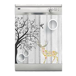 Bulaşık Makinesi Sticker Kaplama Beyaz Eşya Kaplama Renkli Geyik