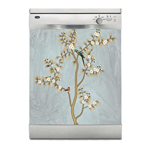 Bulaşık Makinesi Sticker Kaplama Beyaz Eşya Kaplama Kuş Ağaç