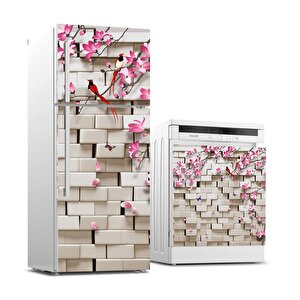 Buzdolabı Ve Bulaşık Makinası Beyaz Eşya Sticker Kaplama Kiraz Çiçeği