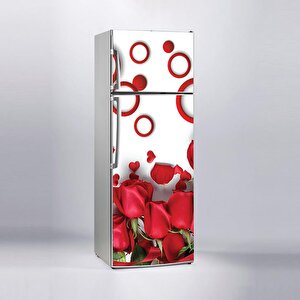 Buzdolabı Sticker Kaplama Dolap Kaplama Etiketi Kırmızı Güller Yuvarlak