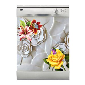 Bulaşık Makinesi Sticker Kaplama Beyaz Eşya Kaplama Kabartma Gül Ve Kelebekler