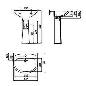 Pitta 50x60 Cm Duvara Monte Lavabo Pa060