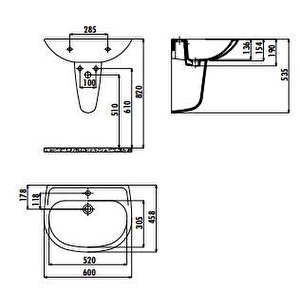 Sedef 45x60 Cm Duvara Monte Lavabo Sd060