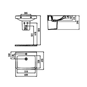 Lara 60 Cm Duvara Monte Lavabo Lr060