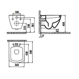 Tetra Asma Klozet Tp326 Kapak Hariç