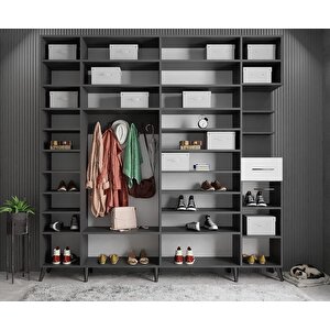 Açelya Portmanto Vestiyer Füme Beyaz M9 270 Cm Montaj Dahil