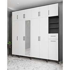Açelya Portmanto Vestiyer Füme Beyaz M9 270 Cm Montaj Dahil