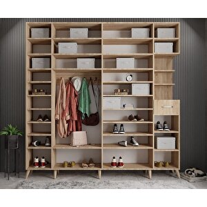 Açelya Portmanto Vestiyer Meşe 208cm M9 Montaj Dahil