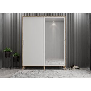 İmaj Sürgülü Portmanto Vestiyer Meşe Beyaz 160cm Montaj Dahil