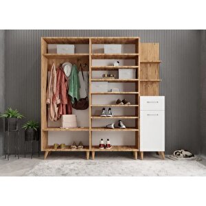 Begonya Portmanto Vestiyer Çam Beyaz 225cm Montaj Dahil