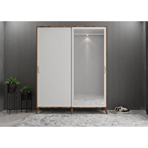 İmaj Sürgülü Portmanto Vestiyer Ceviz Beyaz 140cm Montaj Dahil