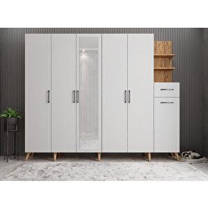 Açelya Portmanto Vestiyer Çam Beyaz 270cm M7 Montaj Dahil