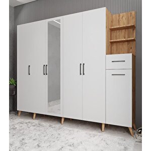 Açelya Portmanto Vestiyer Çam Beyaz 270cm M7 Montaj Dahil