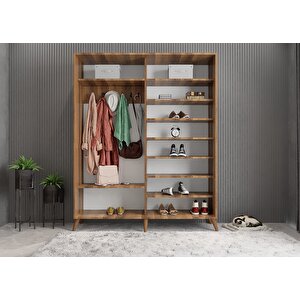 İmaj Sürgülü Portmanto Vestiyer Ceviz Beyaz 120cm Montaj Dahil