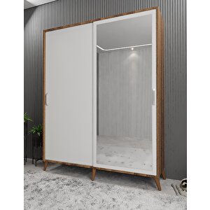 İmaj Sürgülü Portmanto Vestiyer Ceviz Beyaz 120cm Montaj Dahil