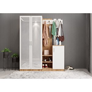 Moon Portmanto Vestiyer Çam Beyaz 180cm Montaj Dahil