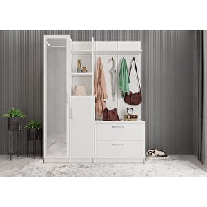 Çizgi Portmanto Vestiyer Beyaz 160cm Montaj Dahil