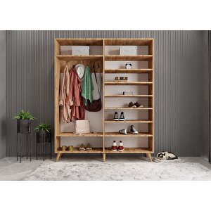 Açelya Portmanto Vestiyer Ayakkabılık Çam M2 160cm Montaj Dahil