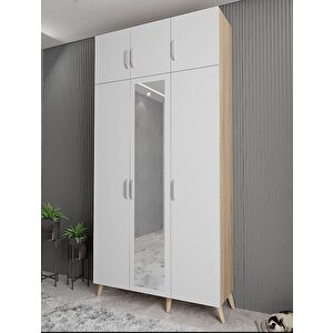 Açelya Portmanto Vestiyer Meşe Beyaz 120 Cm M5 Montaj Dahil