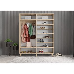 Açelya Portmanto Vestiyer Ayakkabılık Meşe M2 140cm Montaj Dahil
