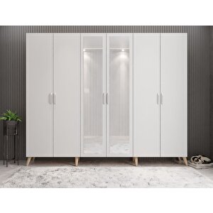 Açelya Portmanto Vestiyer Meşe Beyaz 270 Cm M6 Montaj Dahil